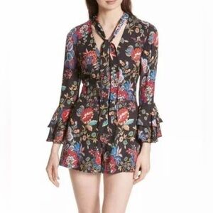 Alice + Olivia, Gloria Tapestry Floral Crepe Romper, Size 0 | 0937